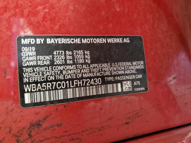 2020 BMW 330XI WBA5R7C01LFH72430