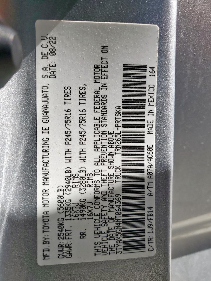2022 TOYOTA TACOMA DOU 3TYAX5GN4NT064369