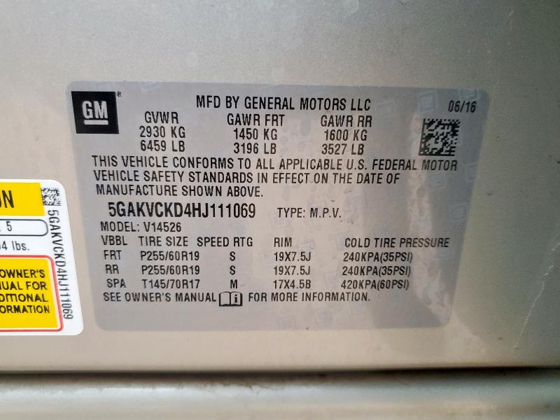 2017 BUICK ENCLAVE 5GAKVCKD4HJ111069