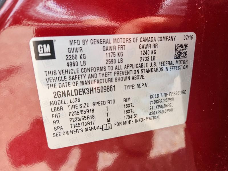 2017 CHEVROLET EQUINOX PR - 2GNALDEK3H1509861