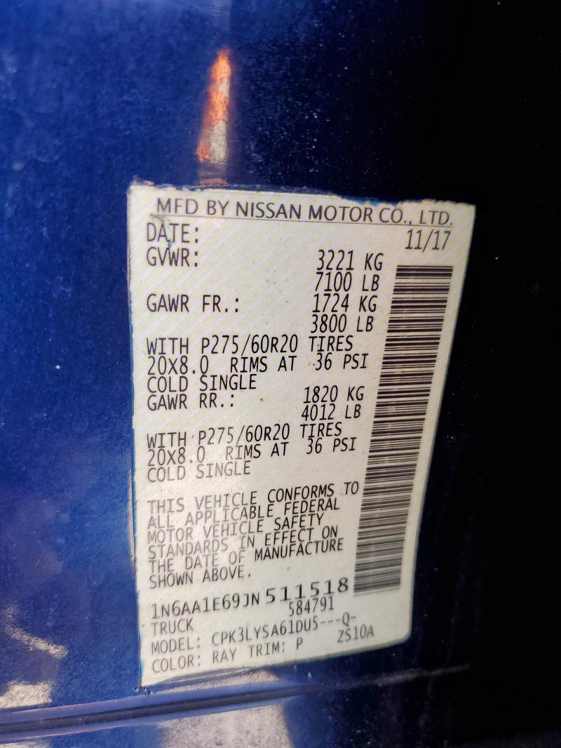 2018 NISSAN TITAN SV 1N6AA1E69JN511518