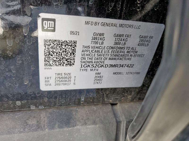 2021 GMC YUKON XL K1500 SLT 1GKS2GKD3MR347422