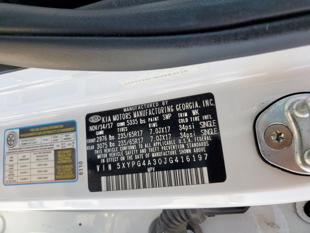2018 KIA SORENTO LX 5XYPG4A30JG416197