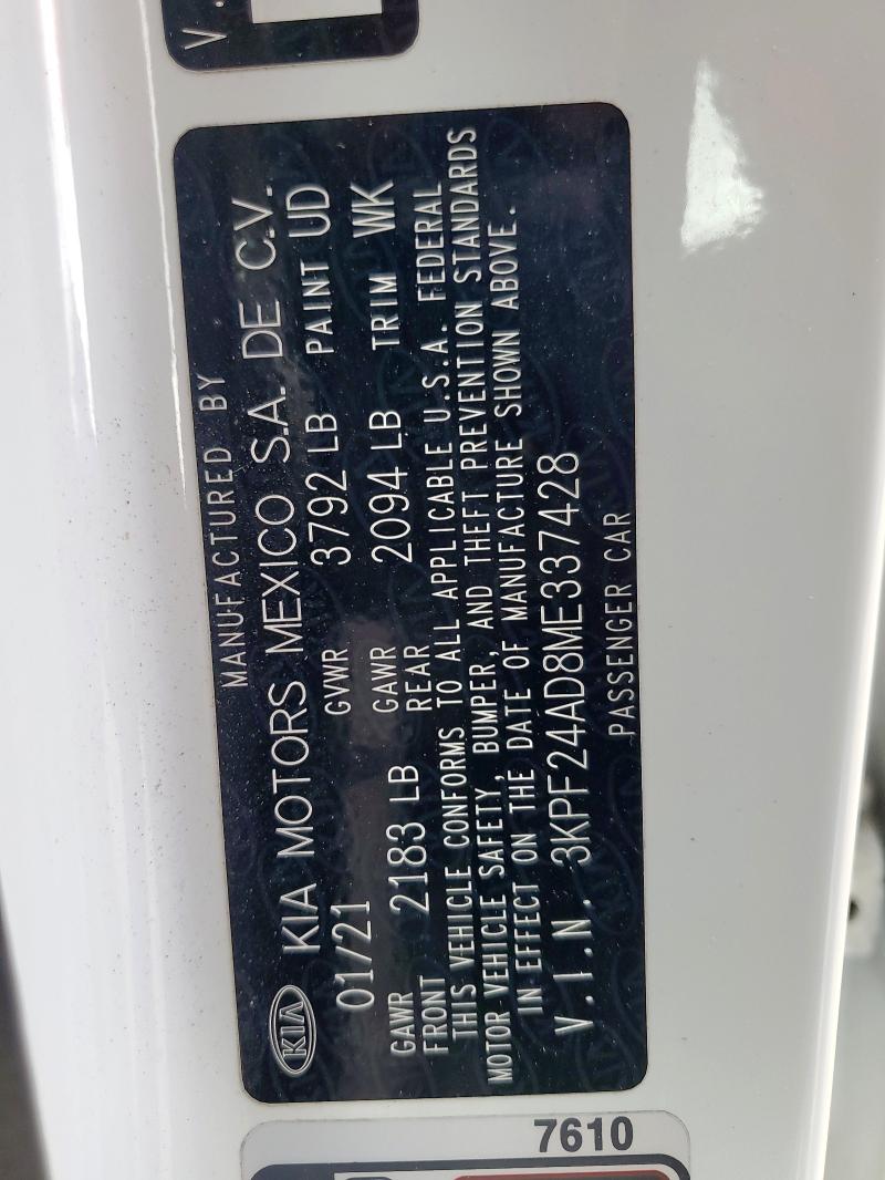 2021 KIA FORTE FE - 3KPF24AD8ME337428