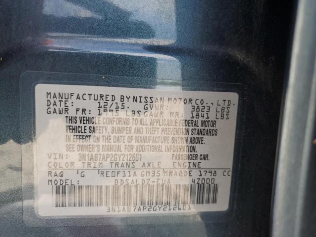 2016 NISSAN SENTRA S - 3N1AB7AP2GY212601