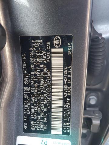 2016 TOYOTA CAMRY LE - 4T1BF1FK2GU216890