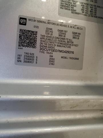 2021 CHEVROLET 1500 - 3GCUYGED7MG429376