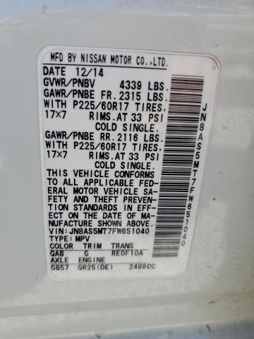 2015 NISSAN ROGUE SELE JN8AS5MT7FW651040