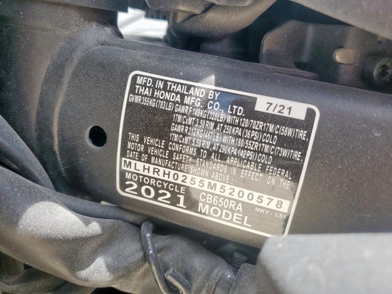 2021 HONDA CB650 RA MLHRH0255M5200578