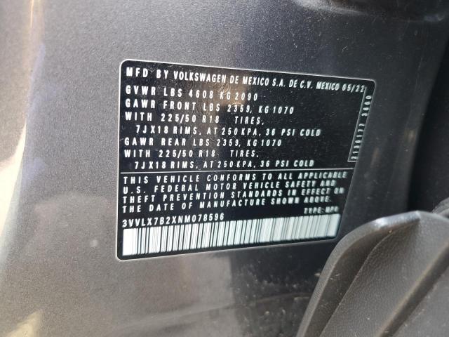 2022 VOLKSWAGEN TAOS SE IQ 3VVLX7B2XNM078596