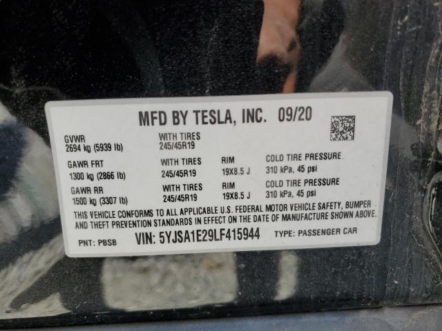2020 TESLA MODEL S 5YJSA1E29LF415944