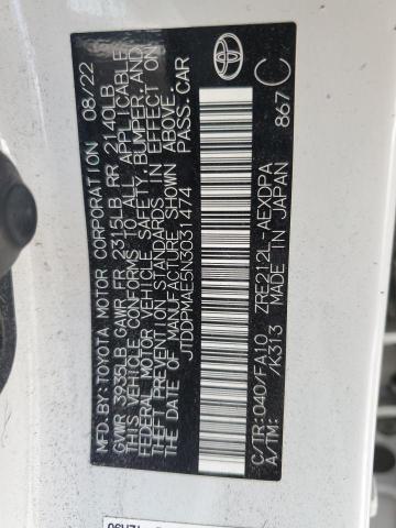 2022 TOYOTA COROLLA L JTDDPMAE5N3031474