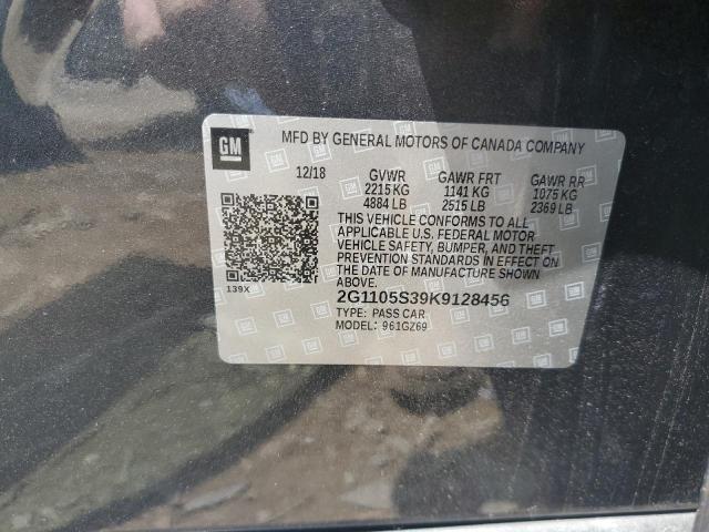 2019 CHEVROLET IMPALA PRE 2G1105S39K9128456