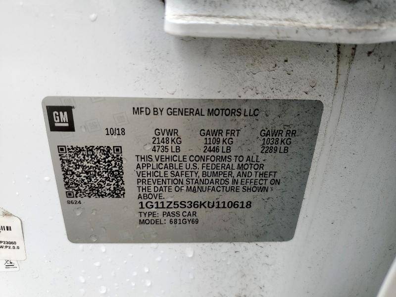 2019 CHEVROLET IMPALA LT 1G11Z5S36KU110618