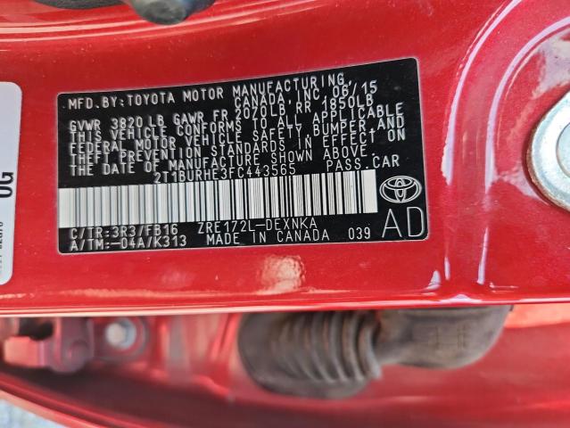 2015 TOYOTA COROLLA L 2T1BURHE3FC443565