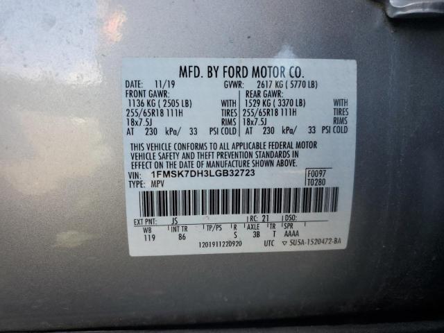 2020 FORD EXPLORER X 1FMSK7DH3LGB32723