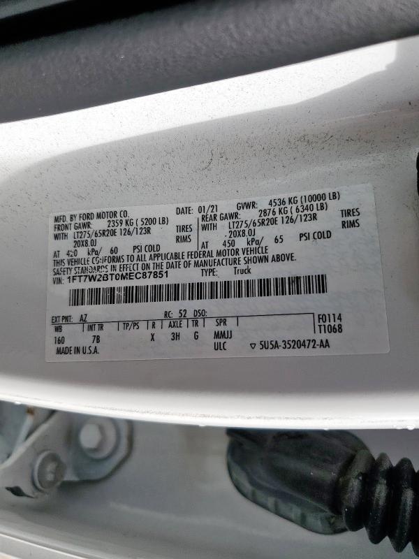 2021 FORD F250 SUPER 1FT7W2BT0MEC87851