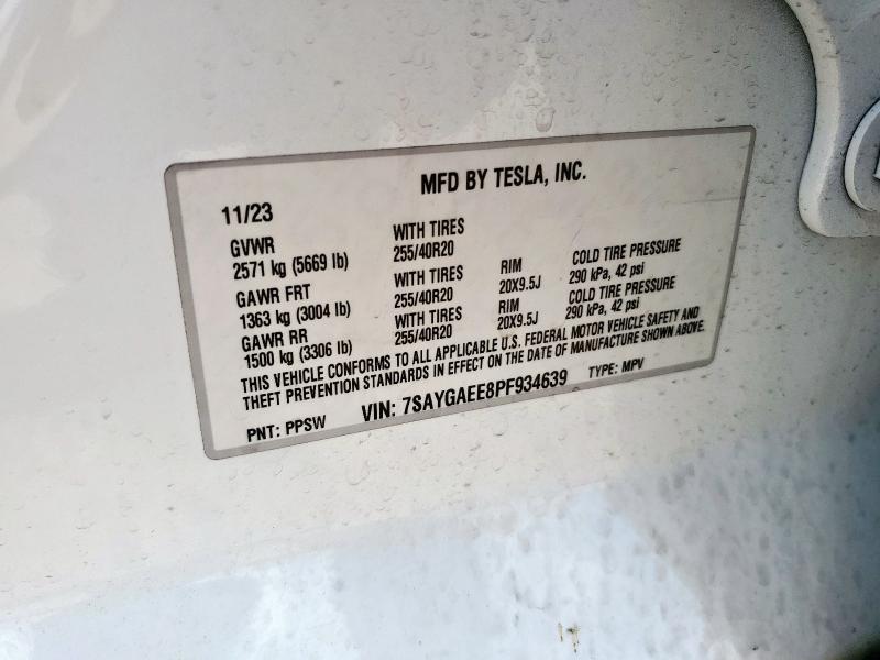 2023 TESLA MODEL Y 7SAYGAEE8PF934639
