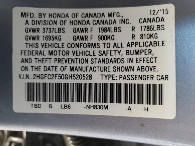 2016 HONDA CIVIC LX 2HGFC2F50GH520528