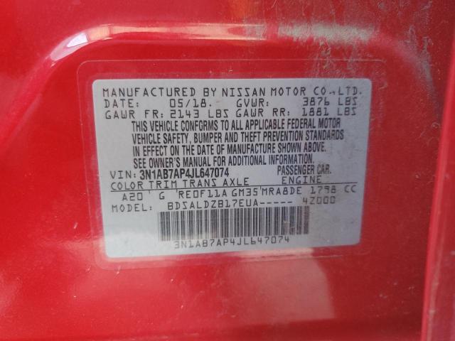 2018 NISSAN SENTRA S 3N1AB7AP4JL647074