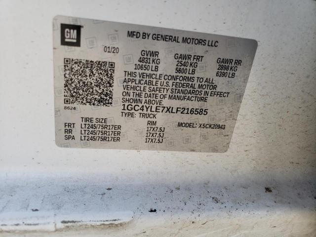 2020 CHEVROLET SILVERADO 1GC4YLE7XLF216585