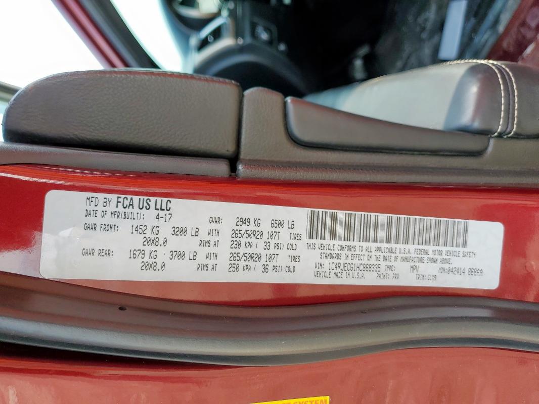 2017 JEEP GRAND CHER 1C4RJECG1HC868335