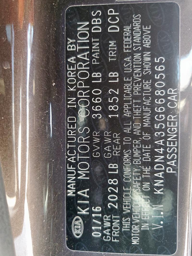 2016 KIA RIO EX KNADN4A35G6680565