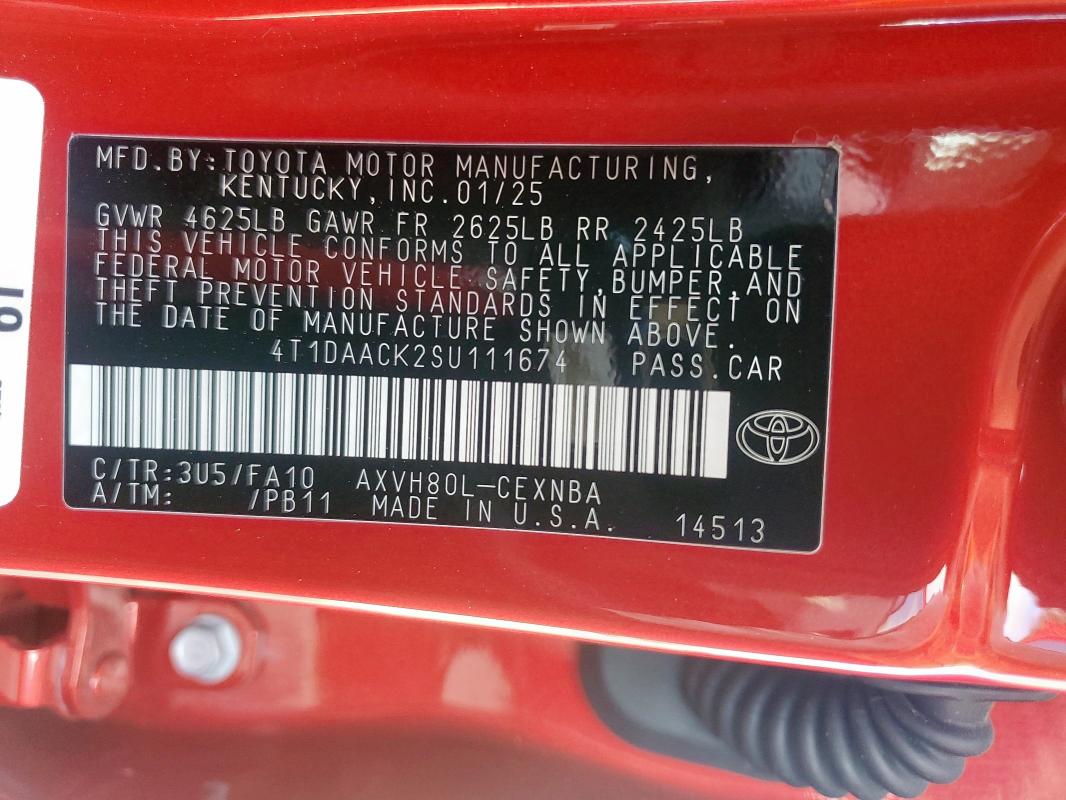 2025 TOYOTA CAMRY XSE 4T1DAACK2SU111674