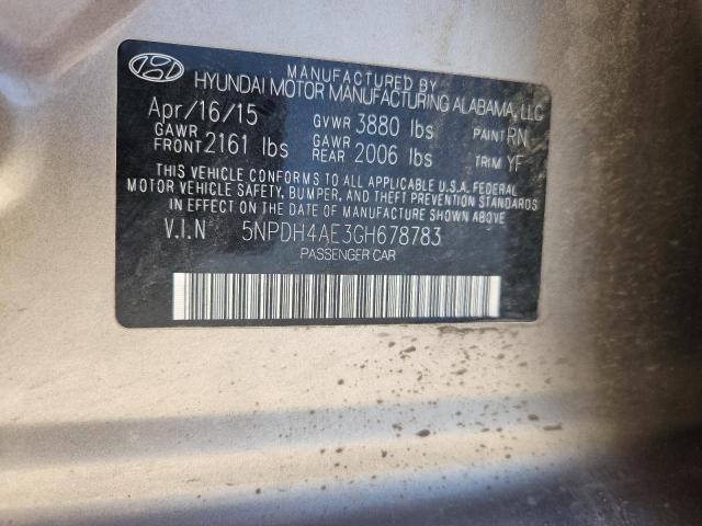 2016 HYUNDAI ELANTRA SE 5NPDH4AE3GH678783