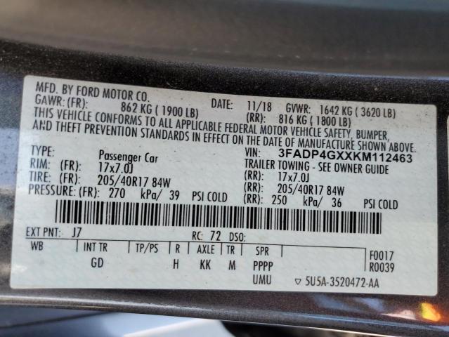 2019 FORD FIESTA ST 3FADP4GXXKM112463