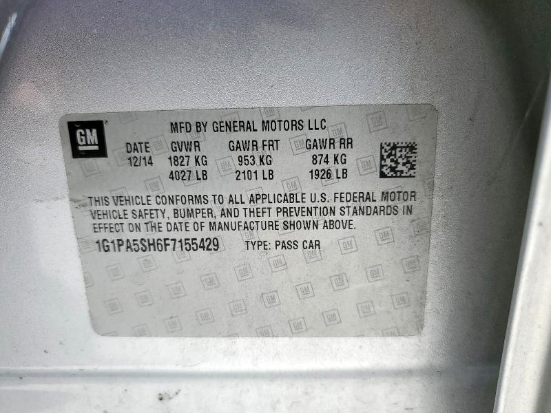 2015 CHEVROLET CRUZE LS 1G1PA5SH6F7155429