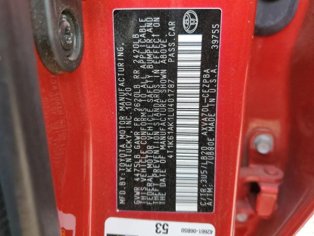 2020 TOYOTA CAMRY XSE 4T1K61AK1LU401787