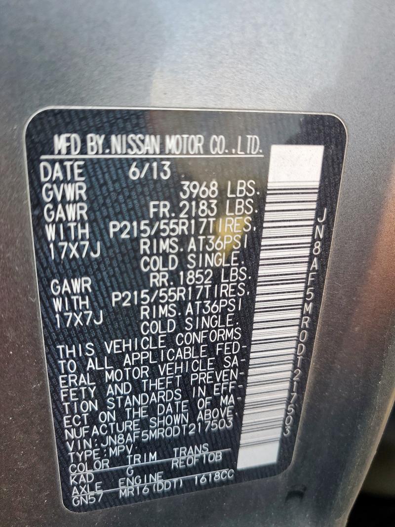 JN8AF5MR0DT217503 2013 NISSAN JUKE