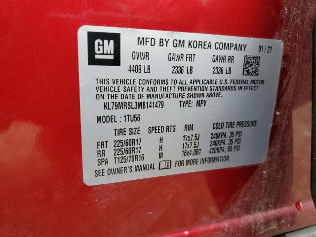 2021 CHEVROLET TRAILBLAZE KL79MRSL3MB141479