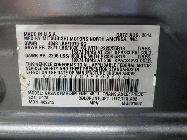 2015 MITSUBISHI OUTLANDER 4A4AP3AU2FE008348
