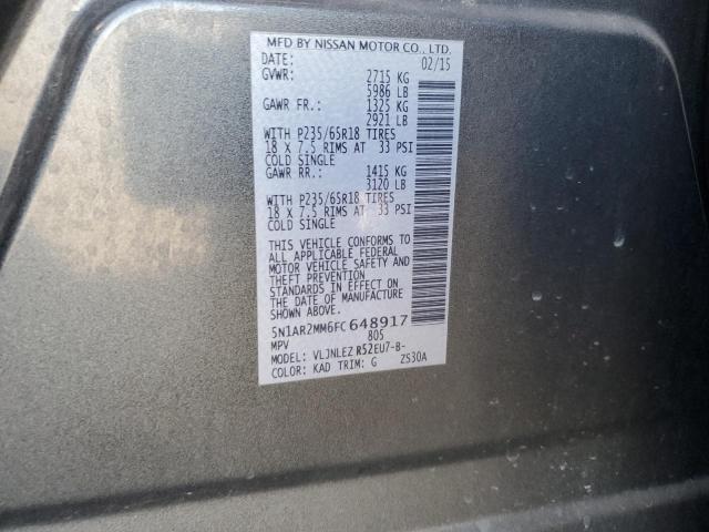 2015 NISSAN PATHFINDER 5N1AR2MM6FC648917