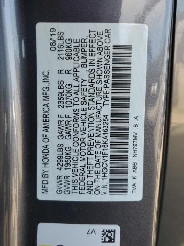 2019 HONDA ACCORD LX 1HGCV1F16KA163254