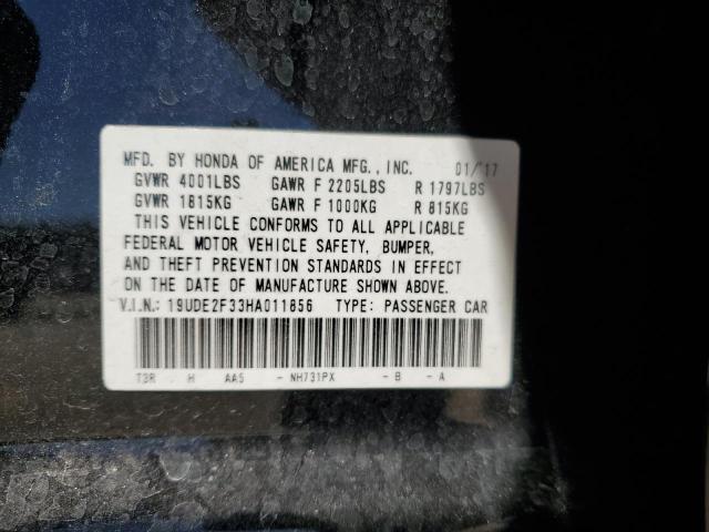 2017 ACURA ILX BASE W 19UDE2F33HA011856