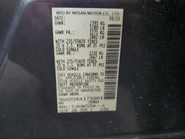 2020 NISSAN MURANO SL 5N1AZ2CS4LN175003