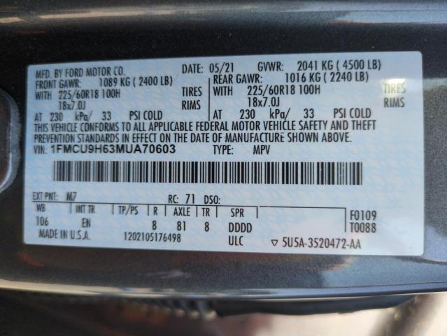 2021 FORD ESCAPE SEL 1FMCU9H63MUA70603