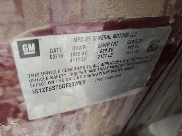 2016 CHEVROLET MALIBU LT 1G1ZE5ST6GF237668