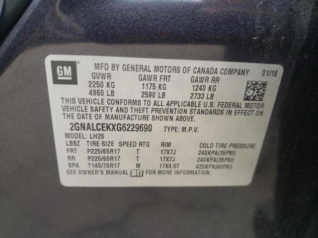 2016 CHEVROLET EQUINOX LT - 2GNALCEKXG6229690
