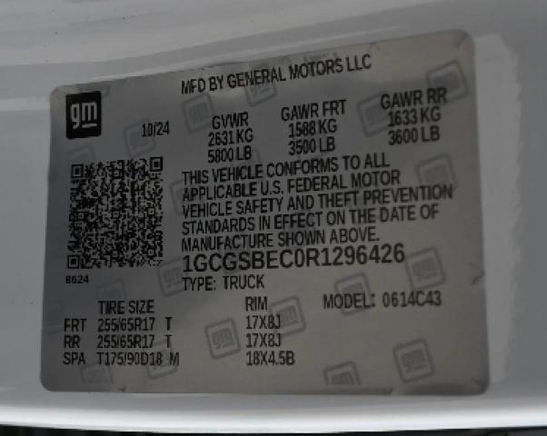 2024 CHEVROLET COLORADO 1GCGSBEC0R1296426