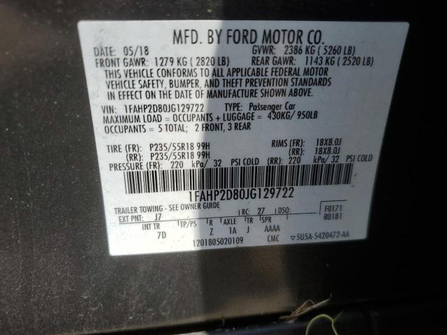 2018 FORD TAURUS SE 1FAHP2D80JG129722