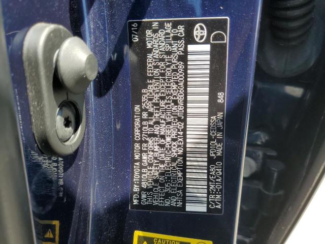 2016 TOYOTA MIRAI JTDBVRBD6GA000989