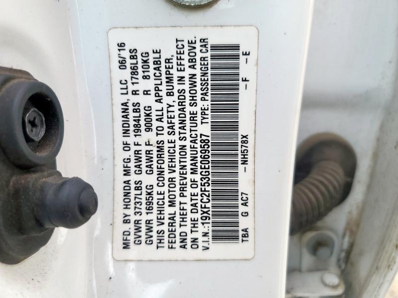 2016 HONDA CIVIC LX 19XFC2F53GE069587
