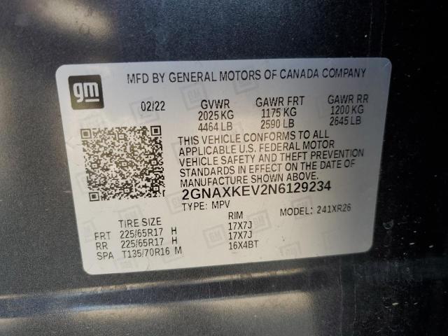 2022 CHEVROLET EQUINOX LT 2GNAXKEV2N6129234