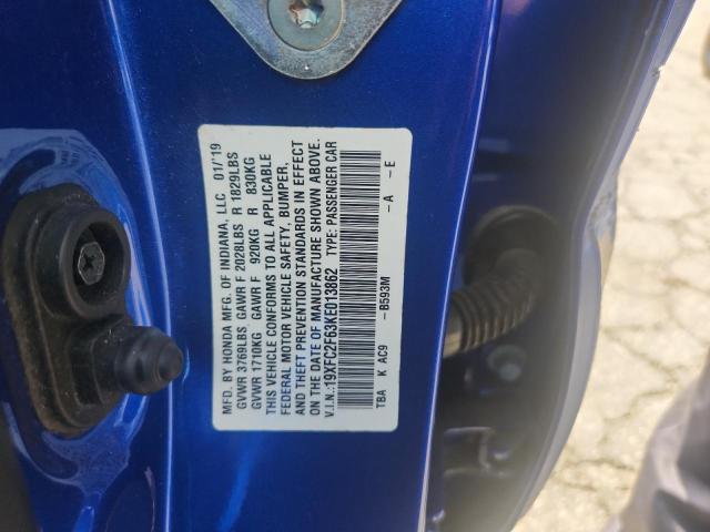 2019 HONDA CIVIC LX 19XFC2F63KE013862