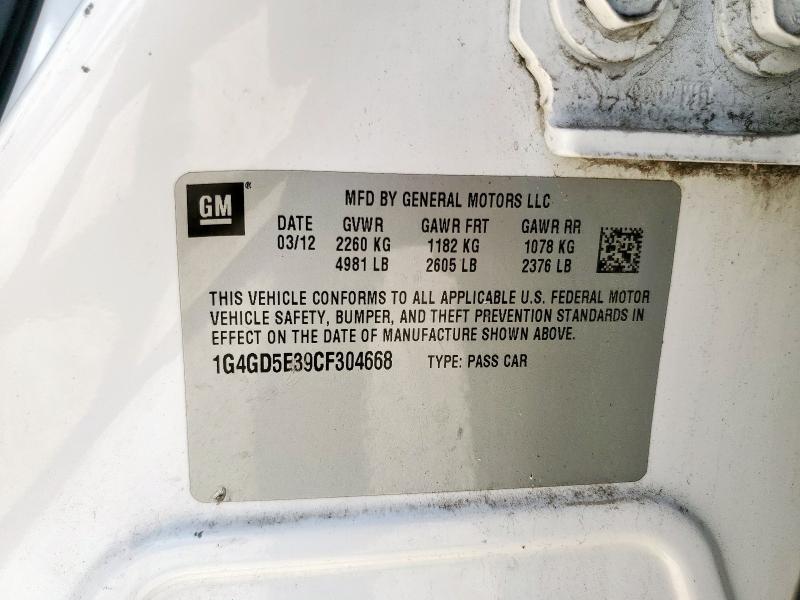2012 BUIC LACROSSE PREMIUM - 1G4GD5E39CF304668