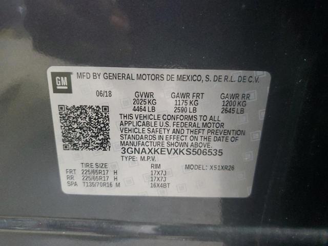 2019 CHEVROLET EQUINOX LT 3GNAXKEVXKS506535